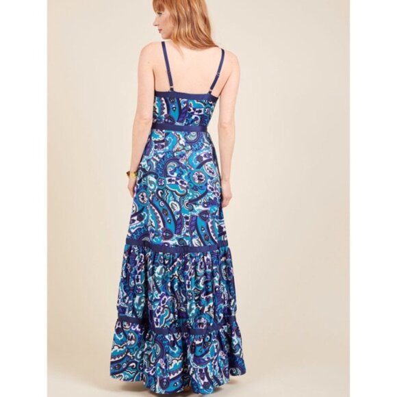 NWT ModCloth Rhythm and Radiance Paisley Sleeveless Tiered Maxi Dress - Picture 2 of 11